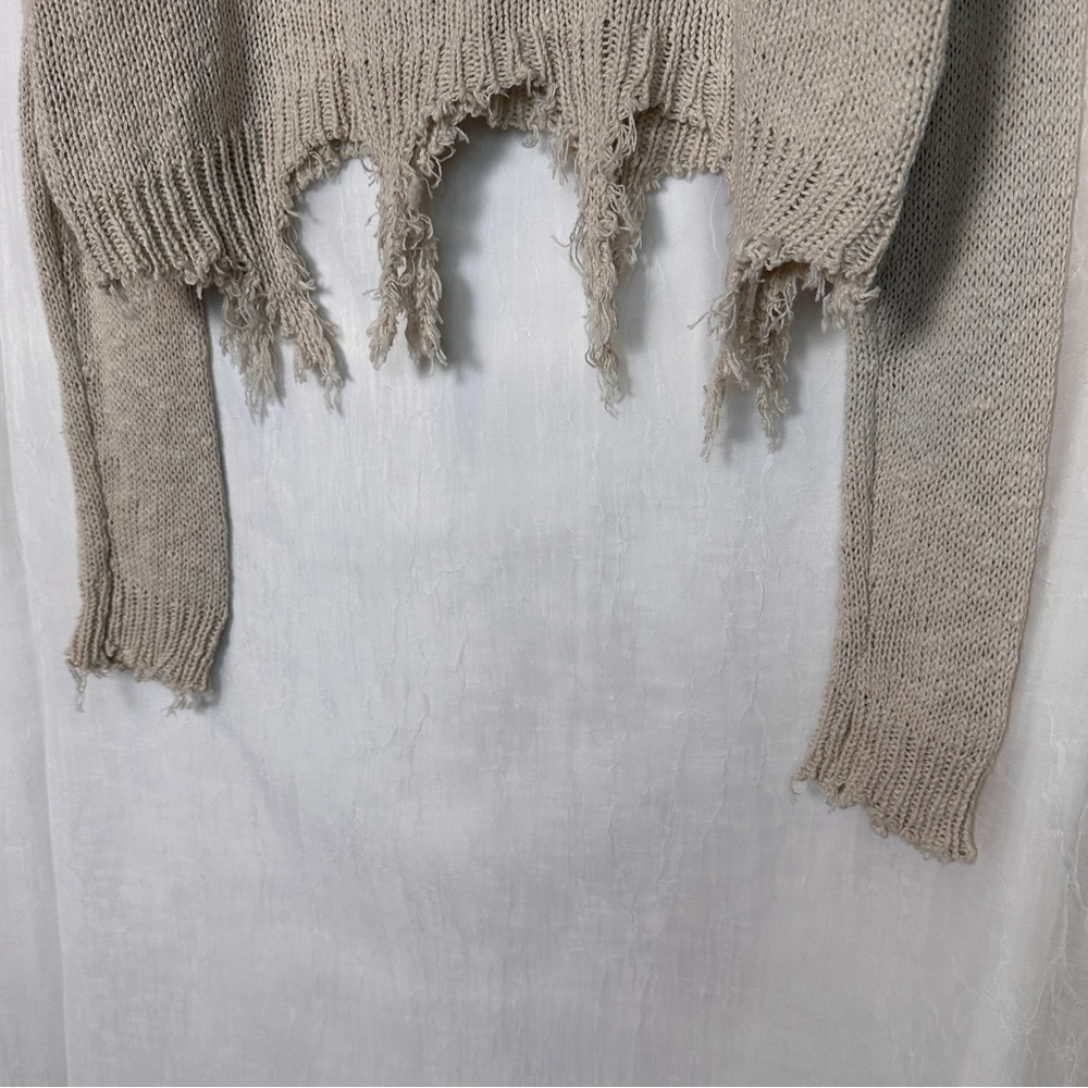 3/$20 💥 Blank Paige Oversized Relaxed Fit Sweater Distressed Cream Frayed Knit‎ - Picture 4 of 15
